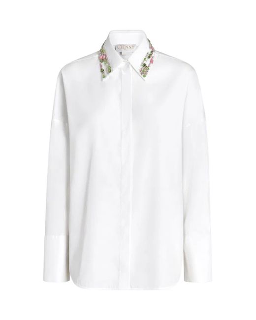Genny White Shirt With Jewel Collar