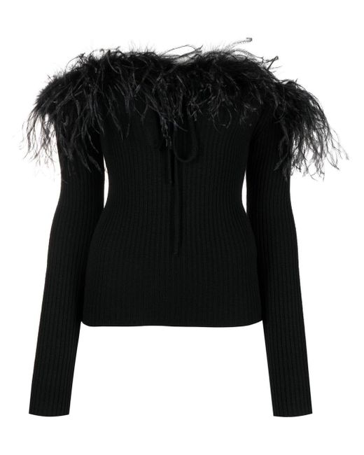 GIUSEPPE DI MORABITO Black Wool Feathers Sweater