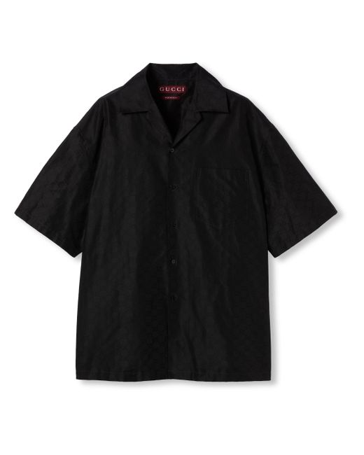 Gucci Black Cotton-Silk Gg Faille Shirt for men