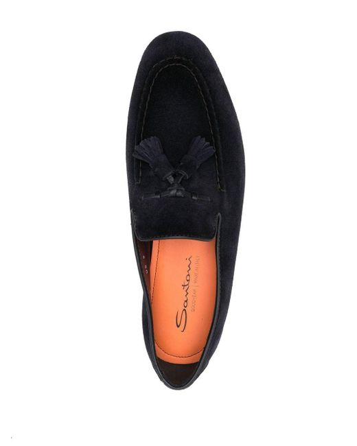 Santoni Black Tassel Detail Loafers for men