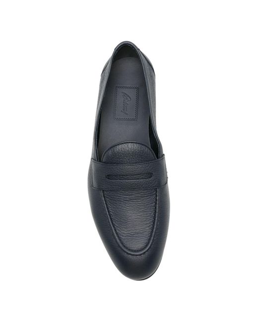Brioni Blue Appia Leather Penny Loafers for men