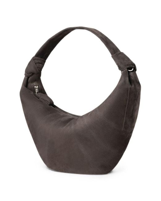 Lemaire Gray Fortune Croissant Leather Shoulder Bag