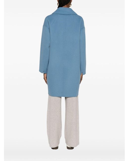 Max Mara Blue Wool Double-Breasted Coat
