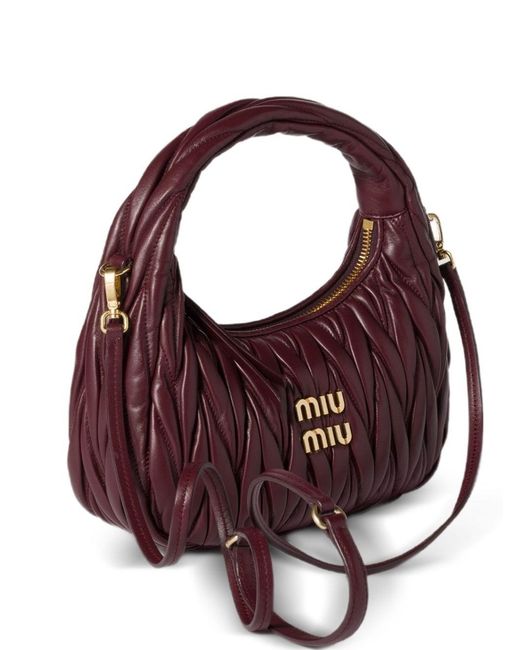 Miu Miu Purple Wander Small Leather Hobo Bag