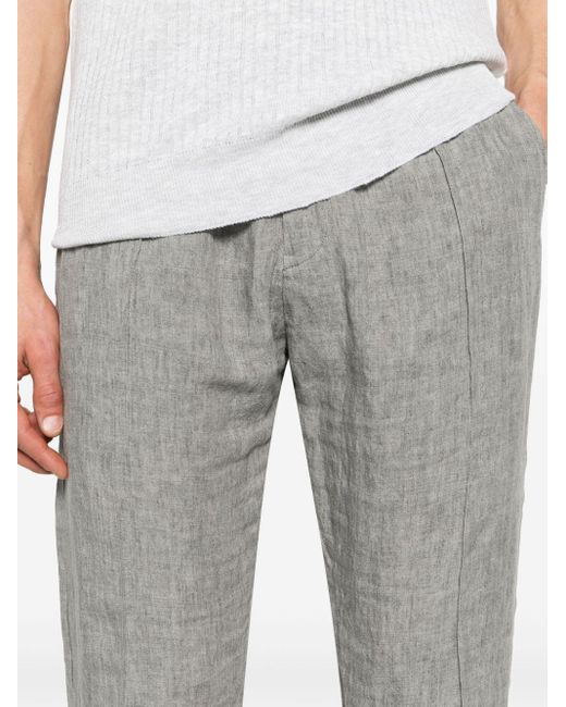 Emporio Armani Gray Linen Trousers for men
