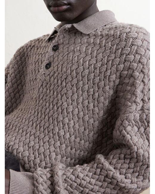 Bottega Veneta Gray Wool Polo Shirt for men