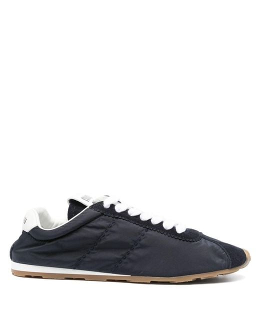 Miu Miu Blue Plume Nylon And Leather Sneakers