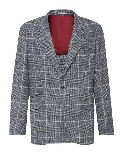 Brunello Cucinelli Blue Wool Deconstructed Jacket for men
