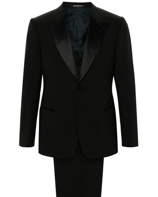 Emporio Armani Black Wool Single-Breasted Suit for men