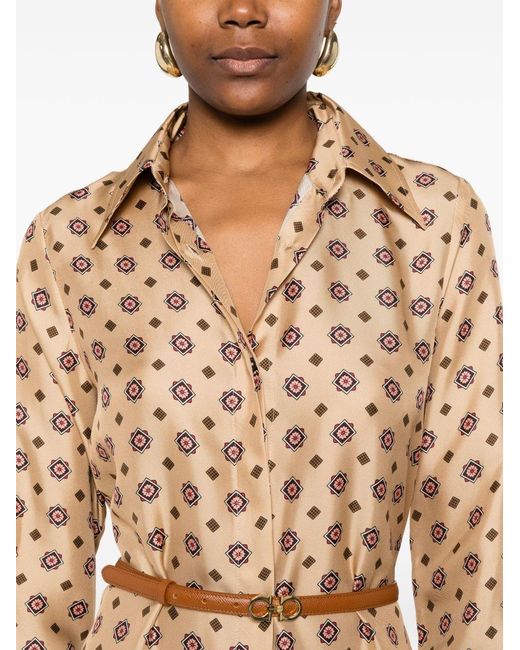 Alberto Biani Natural Silk Chemisier Dress