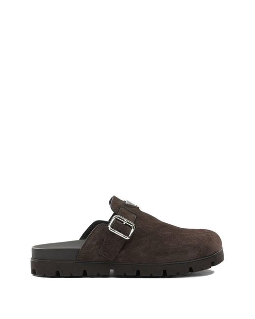 Prada Brown Suede Leather Slippers for men