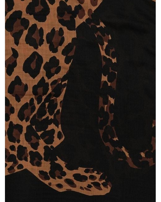 Saint Laurent Black Printed Wool Foulard