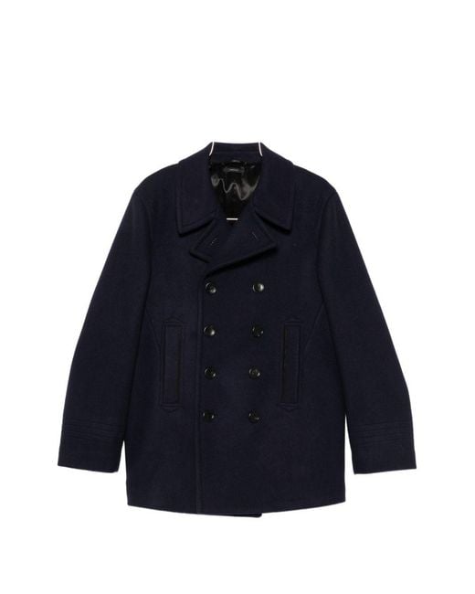 Tom Ford Blue Double-Breasted Peacoat for men