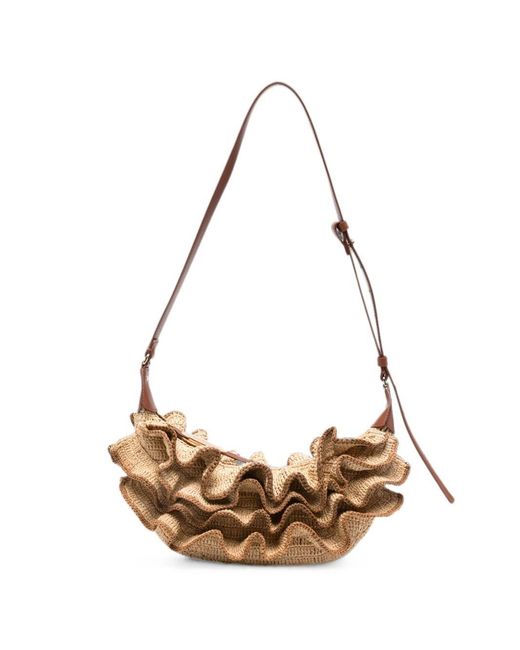 Zimmermann White Goldentime Rafia Shoulder Bag