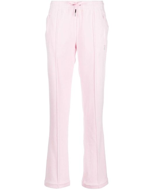 Juicy Couture Pink Rhinestone-embellished Velvet Track Pants