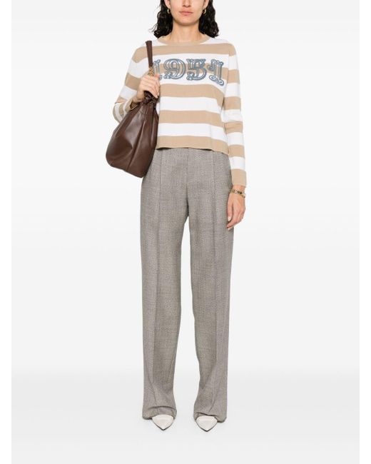 Max Mara White Wool Striped Sweater