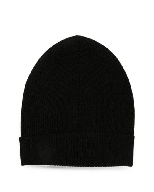 Rick Owens Black Wool Knitted Beanie