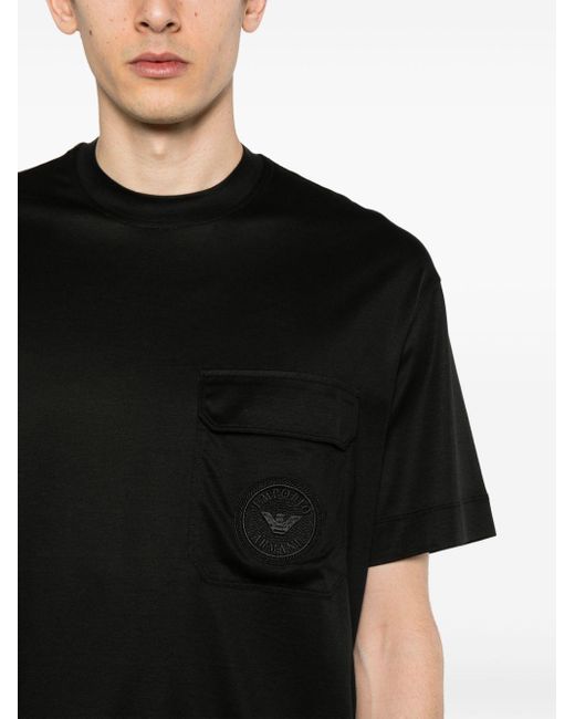 Emporio Armani Black Pocket-detail T-shirt for men