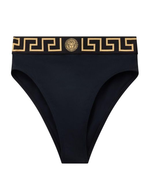 Culotte Bikini Alta Vita Greca di Versace in Blue