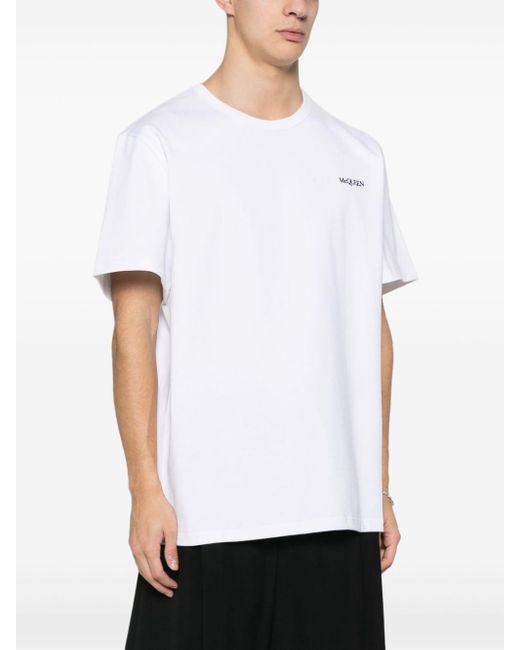 Alexander McQueen White Logo Cotton T-Shirt for men