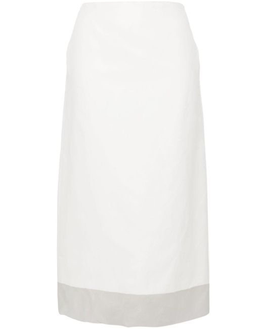 Sportmax White Silk Midi Skirt