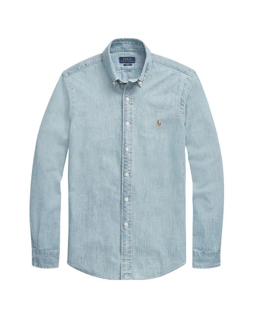 Polo Ralph Lauren Blue Slim Fit Chambray Shirt for men