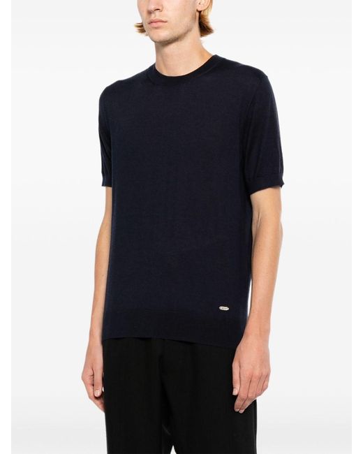Brioni Black Cashmere And Silk Blend T-Shirt for men