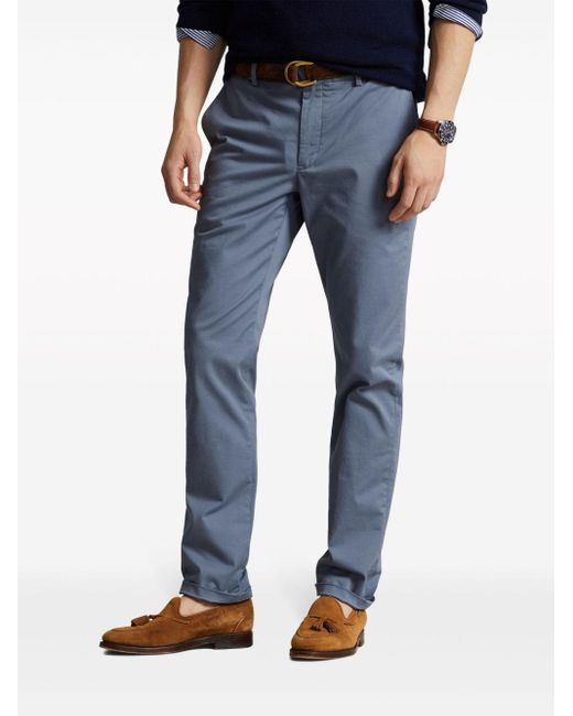 Polo Ralph Lauren Blue Logo-tag Twill Straight-leg Trousers for men
