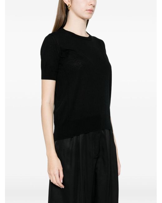 C.t. Plage Black Cotton And Silk Crewneck Sweater
