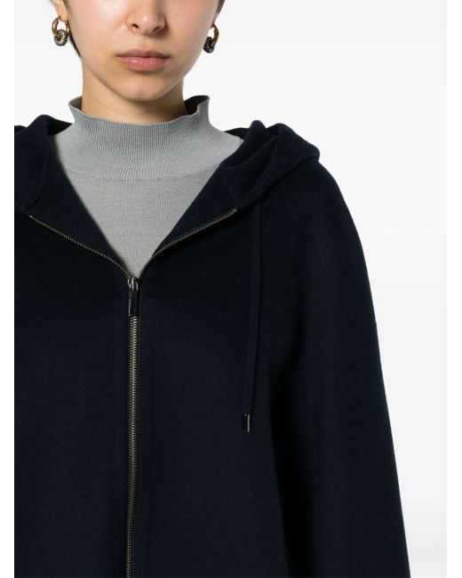 Max Mara Blue Wool Zipped Hooded Jacket