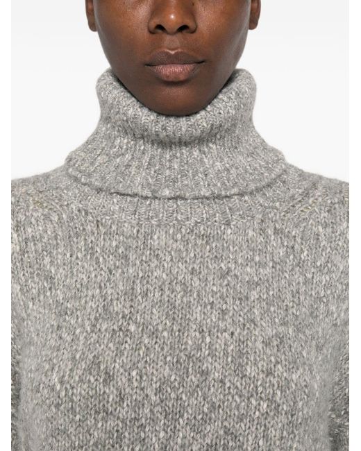 Base London Gray Cotton And Wool Turtle-Neck Sweater