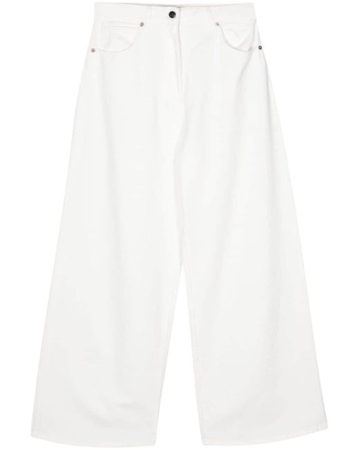 Semicouture White Wide-leg Cotton Jeans