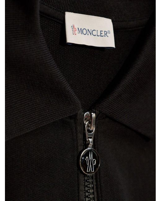 Moncler Black Zip-Up Cotton Polo Dres