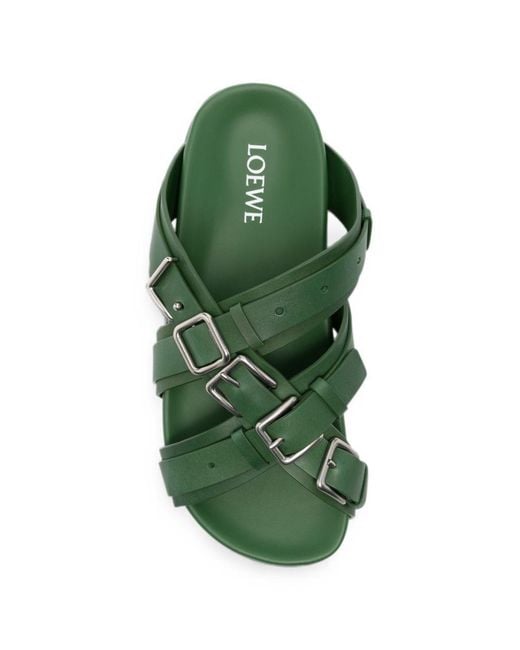 Loewe Green Fussbett Leather Sandals for men