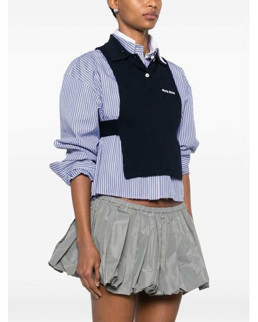 Miu Miu Blue Cotton Polo Top
