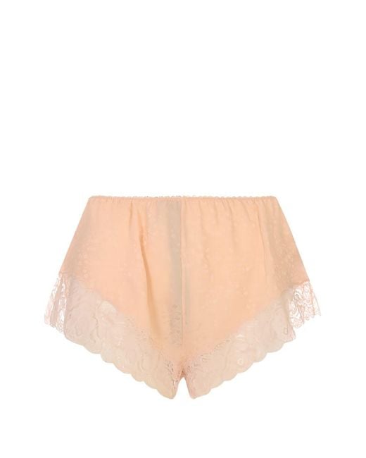 Chloé Natural Lace Detail Silk Shorts