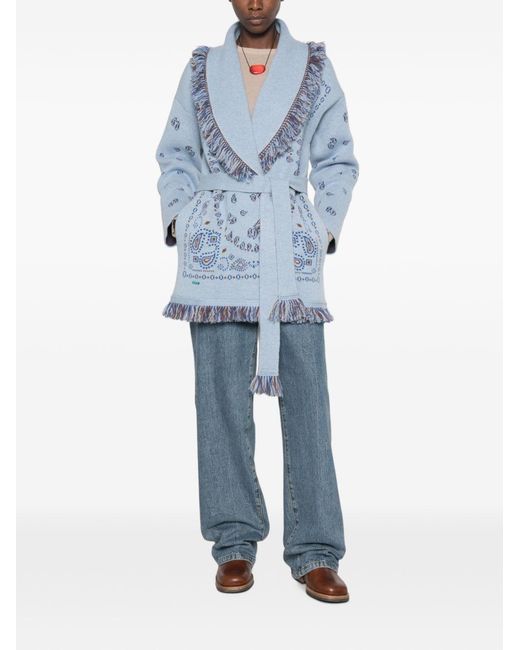 Alanui Blue Bandana Cashmere Cardigan