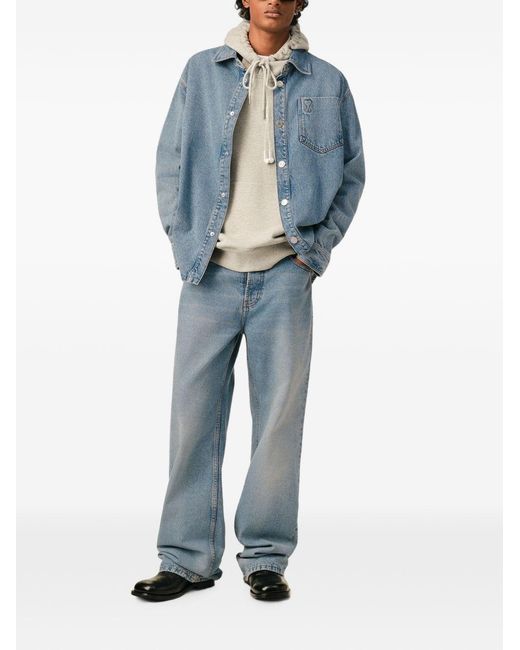 AMI Blue Ami De Coeur Denim Shirt for men