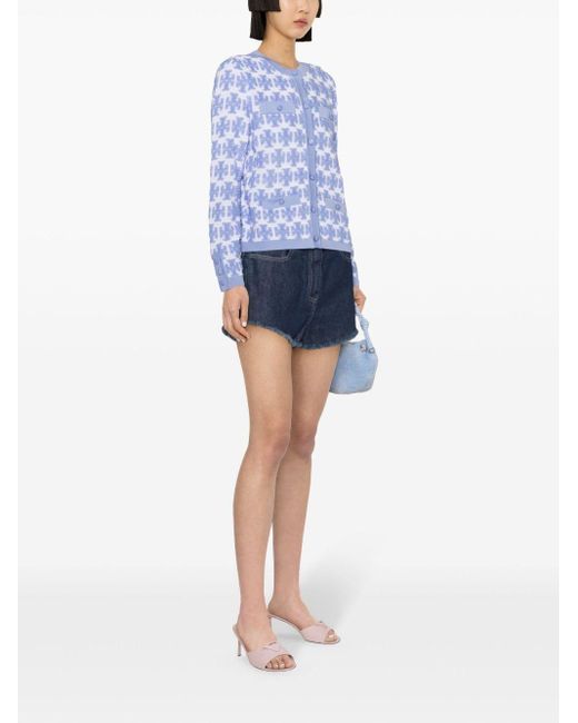 Tory Burch Blue "kendra" Bouclé Cardigan