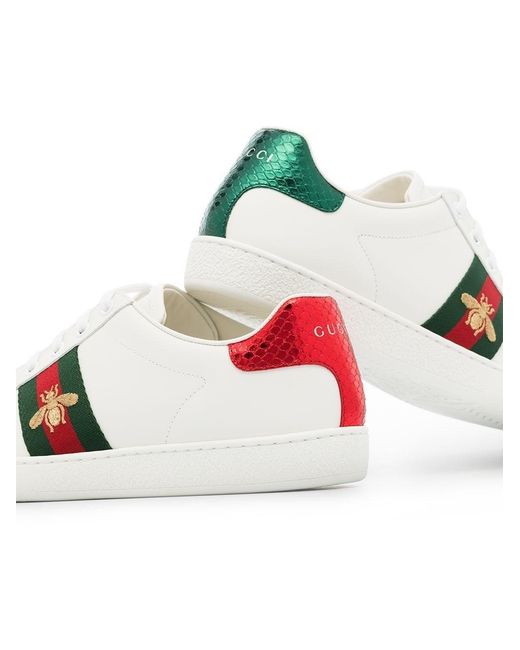 Gucci White Ace Embroidered Leather Sneaker for men