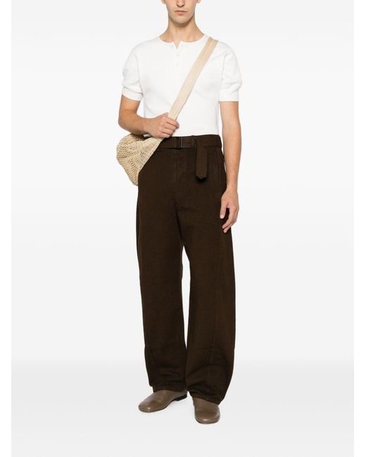 Lemaire Brown Twisted Belted Trousers