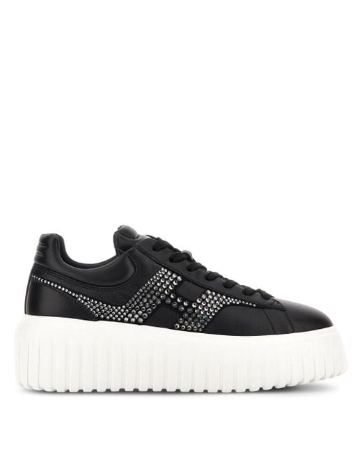 Hogan Black H-Stripes Leather Sneakers