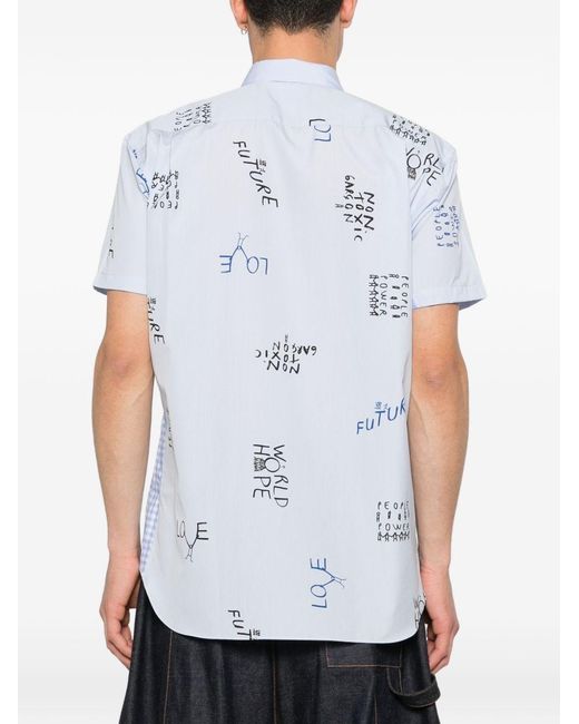 Comme des Garçons Blue Shirt With All-Over Print for men