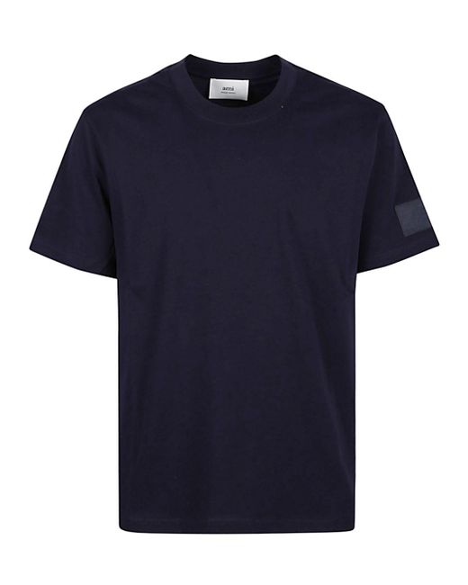 AMI Blue Cotton T-Shirt for men