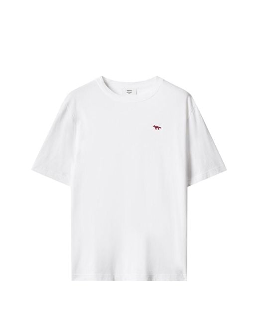 Maison Kitsuné White Profile Fox Cotton T-Shirt for men