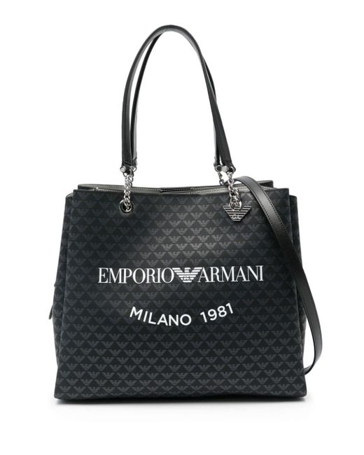 Emporio Armani Black Logo-print Tote Bag