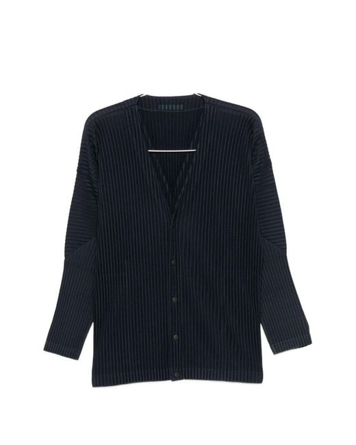 Homme Plissé Issey Miyake Blue Pleated Cardigan for men
