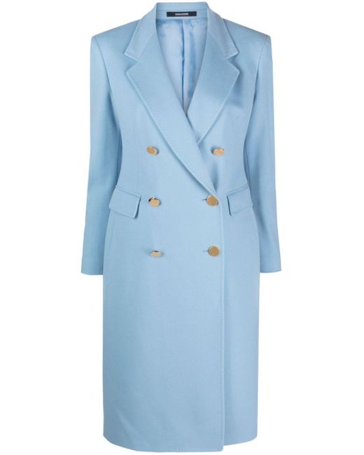 Tagliatore Blue Wool And Cashmere Blend Double-breasted Coat