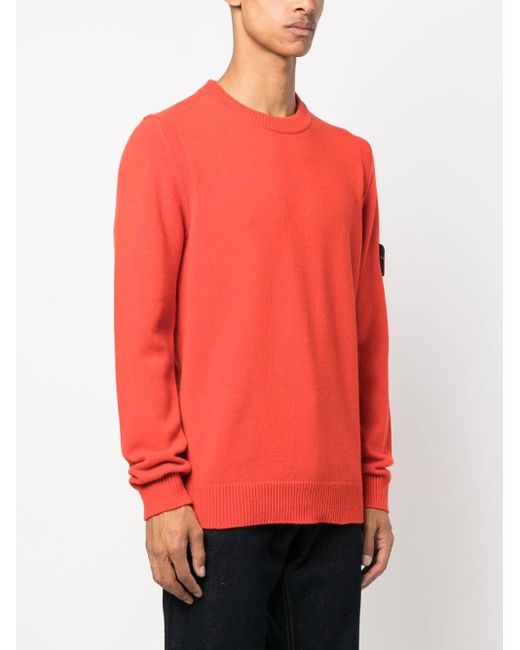 Stone Island Compass-patch Knitted Jumper in Red for Men | Lyst