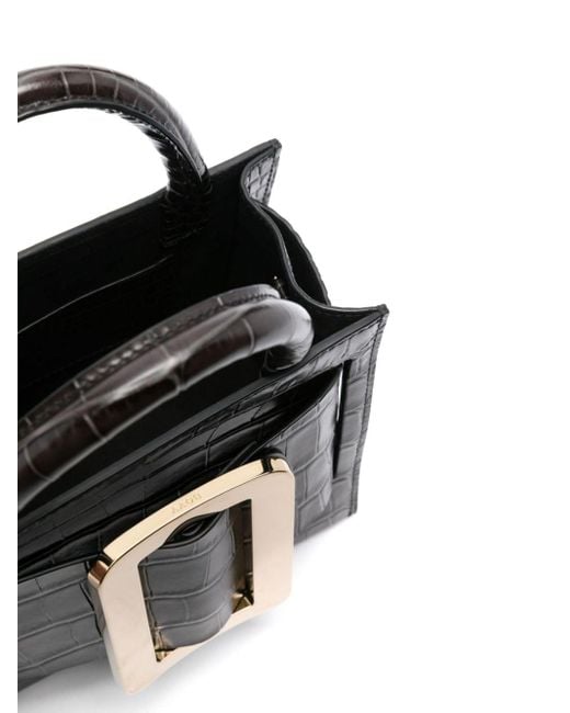 Boyy Black Bobby 18 Croco Embossed Leather Handbag